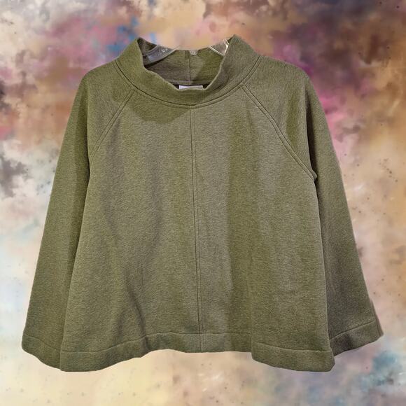 J Jill Womens Pullover Sz S Coastal Grandmother Minimalist Green Knit Mock Neck - Picture 2 of 7